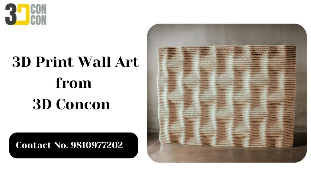 3D Printed Wall Art piece, featuring intricate geometric patterns, adds depth and modern elegance to a living room interior.